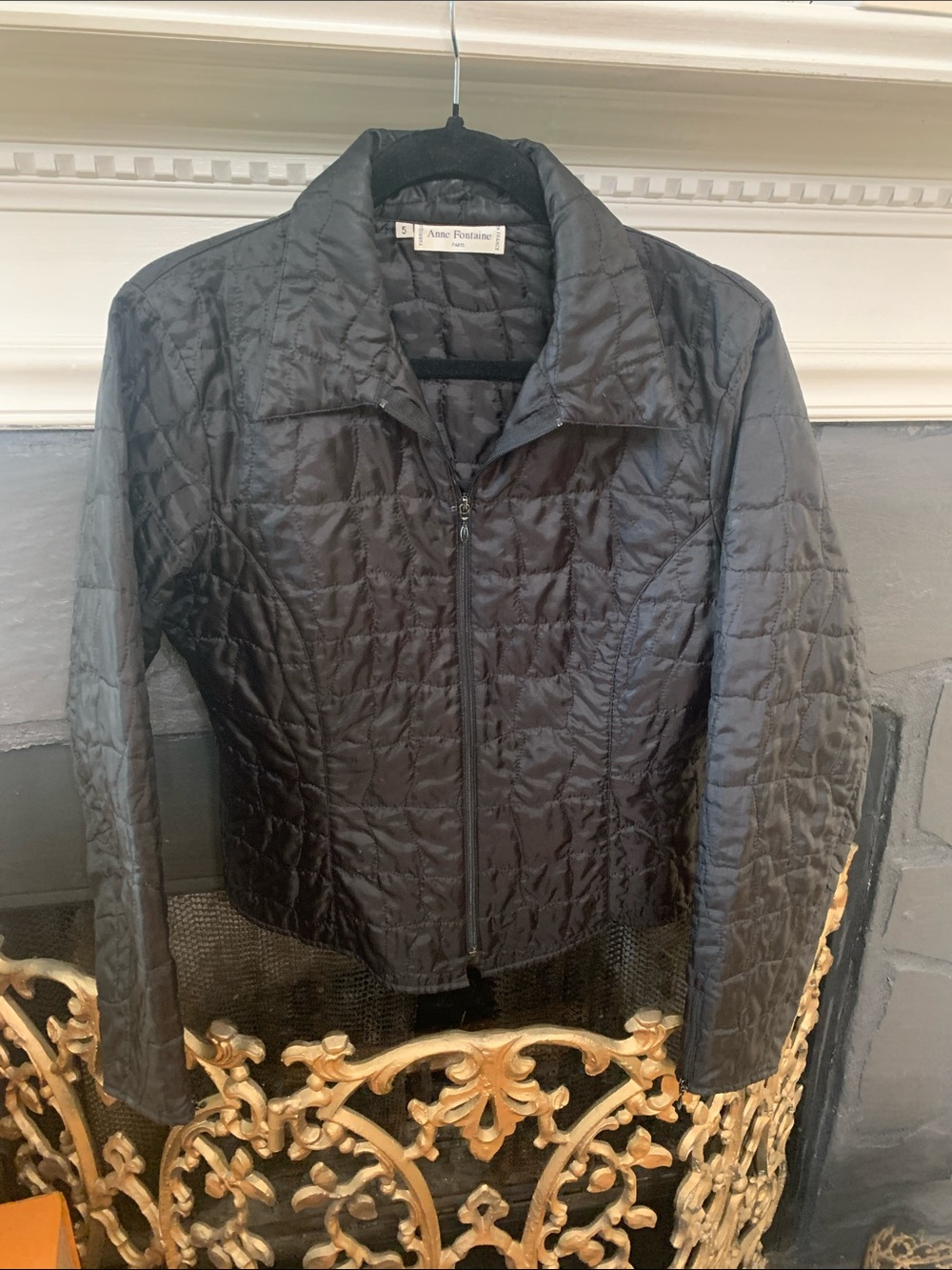 Anne Fontaine Black Quilted Zip Jacket